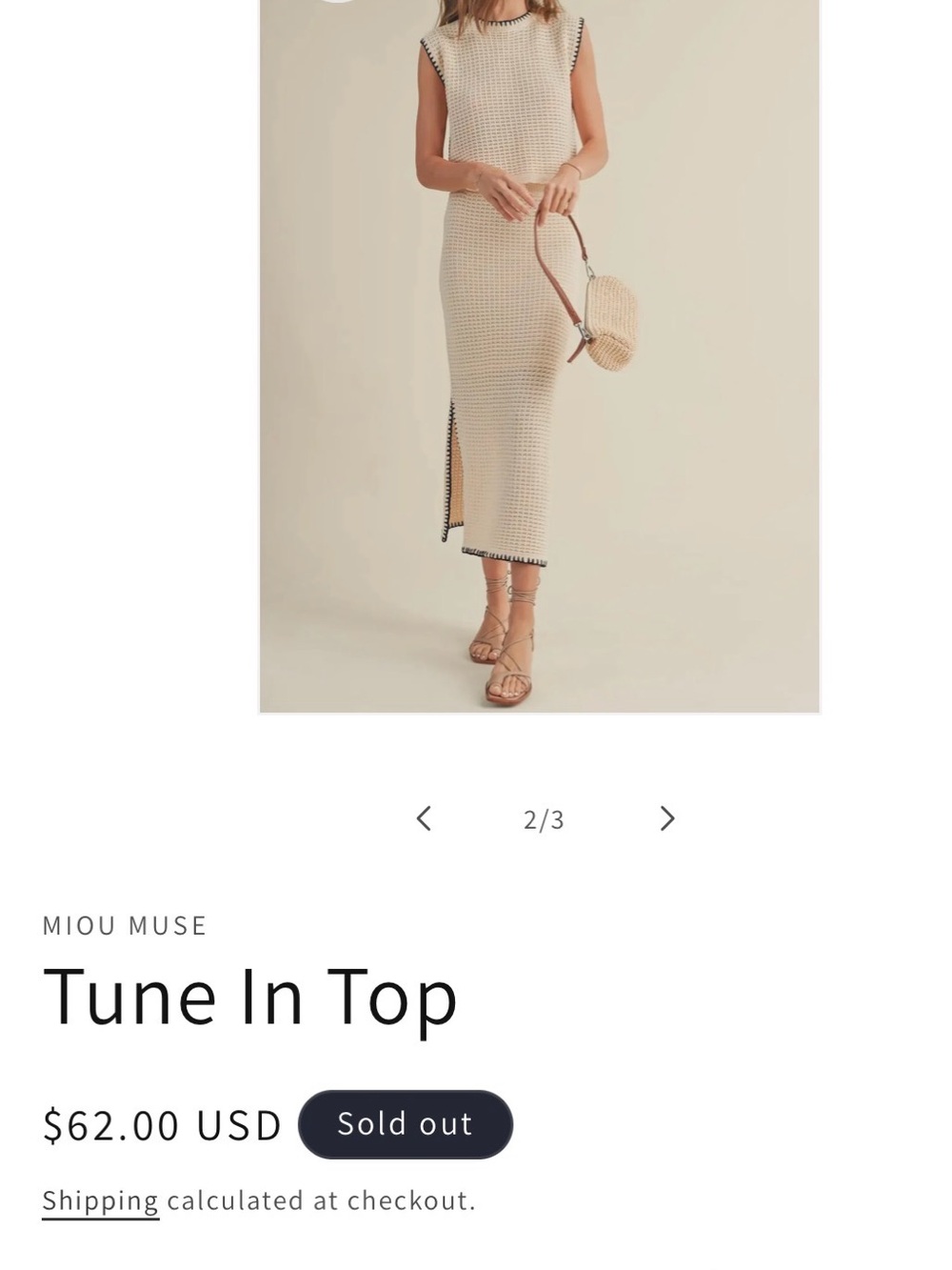 Miou Muse Tune In Cream Knit Top